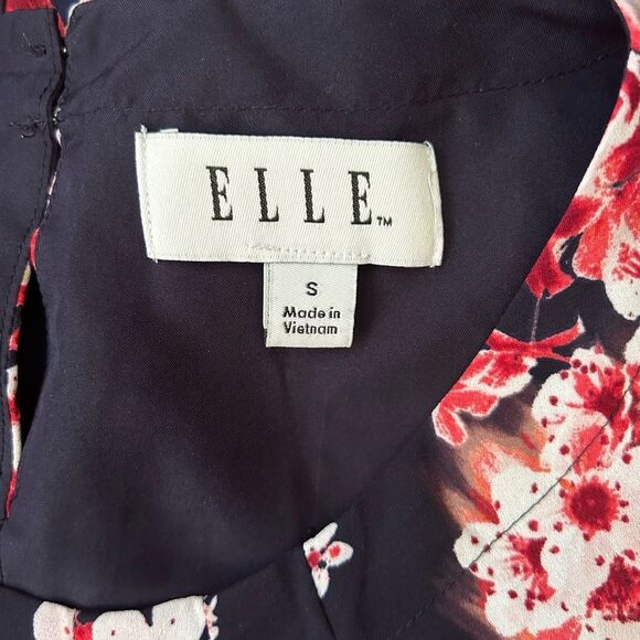 Elle Navy Blue Pink Floral Cherry Blossom Sleeveless Dress Size Small - Picture 10 of 11